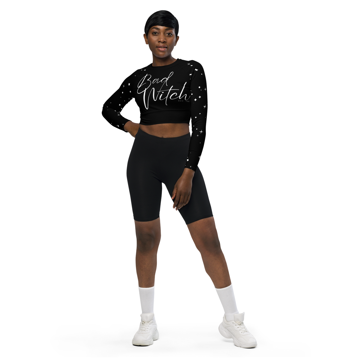 Bad Witch Est. 1996 | Cute Witchy Long-Sleeve Crop Top | Trendy Athleisure Apparel